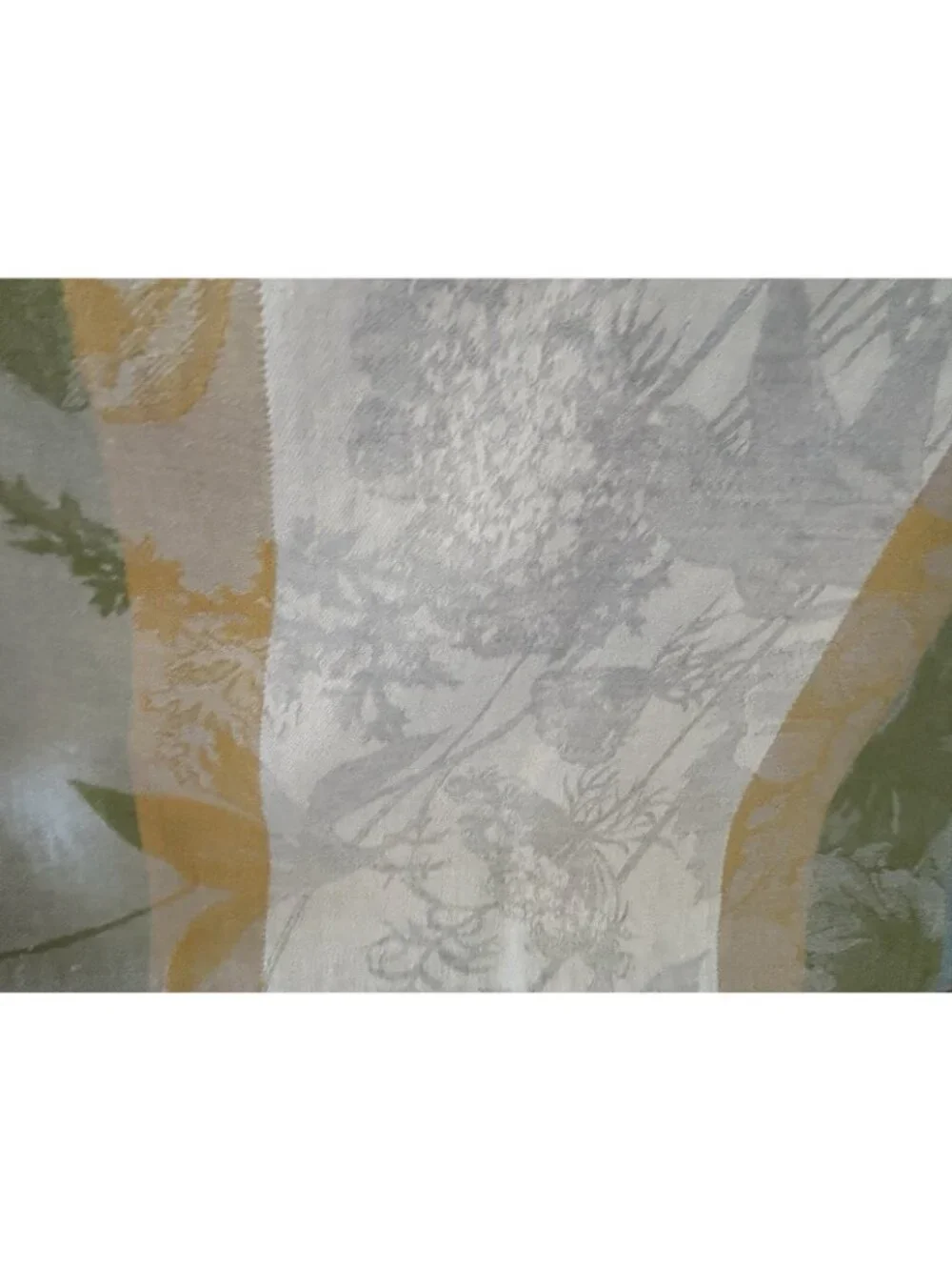 WILLIAMS SONOMA Jacquard Table Runner Botanical Butterfly Muted Green Gold 104